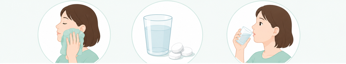歯が痛いときの応急処置：頬を冷やす・市販の鎮痛薬・ぬるま湯うがい